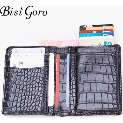 BISI GORO New 2019 RFID Wallet Black Credit Card Holder Single Box Luxury Business Card Hoder for Men and Women Dropshipping