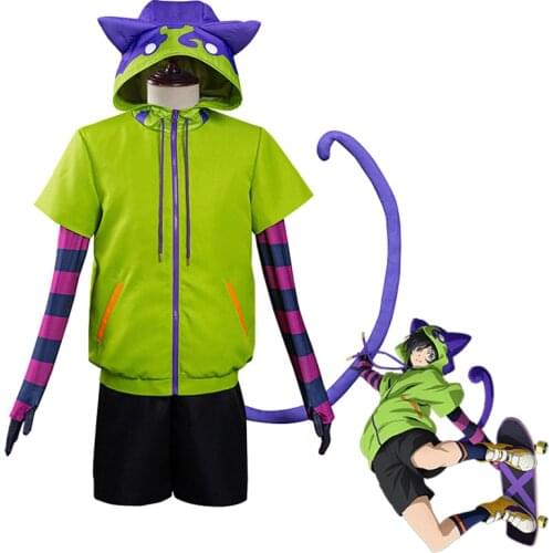 Japanese Anime SK8 the Infinity Miya Cosplay Costume Women Miya Chinen Green Jacket Shirt Shorts Uniform Set For Mens Halloween