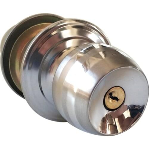 Round Door Handle Door Knobs Lock Stainless Steel Entrance Passage Door Lock with Key for Bedroom Living Room Bathroom