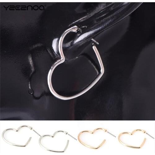 1 Pair Round Circle Hyperbole Earrings Nightclub Jewelry Heart Shaped Large Earrings Rose Gold Color Stainless Steel Tiff Hoop