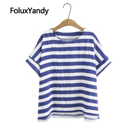 Batwing Summer Tops Plus Size Women O-neck Tops Casual Short Sleeve Striped T-Shirt XXXL KKFY5591