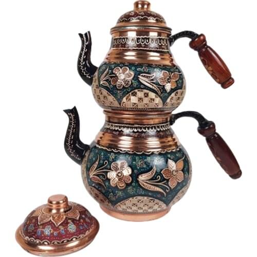 Turkish Handmade Copper TeaPot Kettle for Stovetop as Tea Pots Set Stainless Whistling for Serving and Drinking Tea Maker