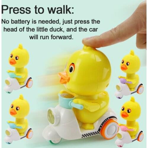 Motorcycle inertia pressure cute duck press duck toy No not need battery press then return cart little yellow duck