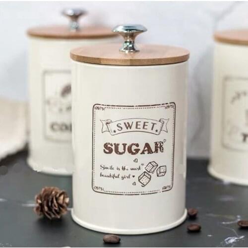 Set of 3 Airtight Tea Sugar and Coffee Storage Canister Jar, Beige, 1000ML