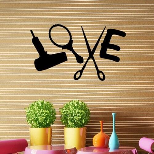 Love Hair Stylist Wall Sticker Living Room Bedroom Vinyl Decal Murals Strong Adhesive Paper Wall Window Decoration Mural ZB365