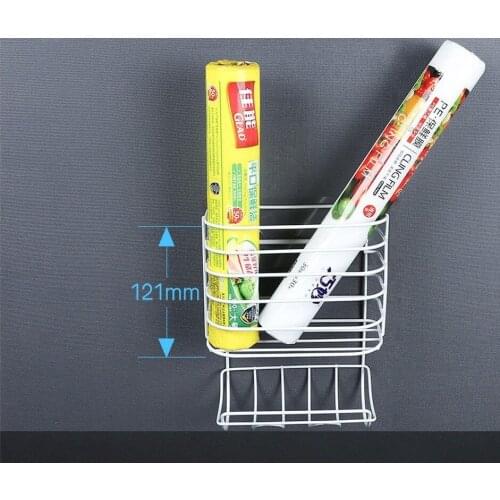 Garbage Bag Rack Kitchen Storage Trash Bag Organizer Plastic Bag Storage Shelf Wall Mount Punch-Free Carbon Steel Rack