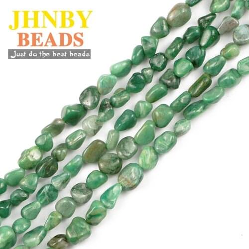JHNBY African green Natural Stone Irregular Gravel 4~7mm spacers Loose beads for Jewelry making bracelets DIY accessories 15