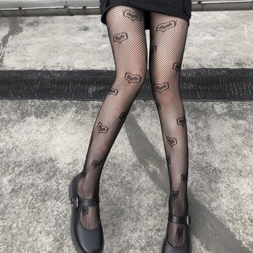 2021 New Style Female Sexy Pantyhose Tights Ladies Heart Patterns See-Through Thigh High Stockings for Spring Summer