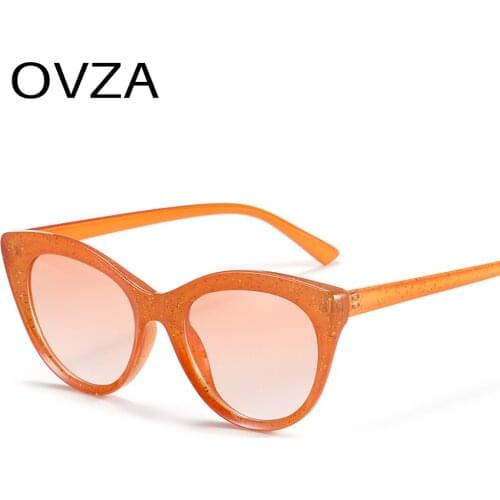 OVZA 2021 New Cat Eye Women Sunglasses Brand Designer Retro Vintage Cat Eyeglasses Beautiful Pearlescent Color S1052