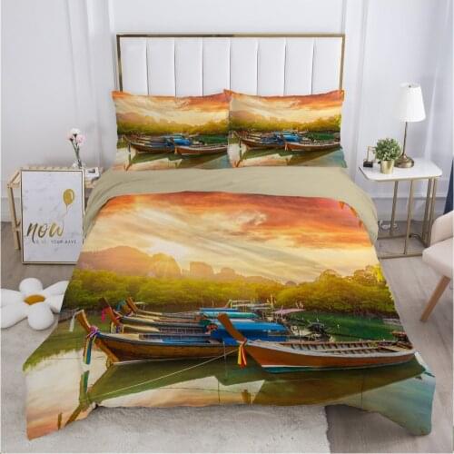 Landscape Duvet cover set 240x220 200x200 Bedding set Twin Queen King Double Bed linens Quilt cover Bedclothes dusk