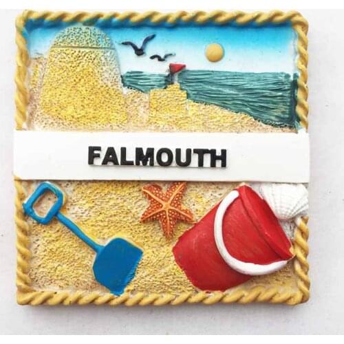 QIQIPP Falmouth, UK tourist souvenirs ocean wind beach three-dimensional scenery magnetic stickers refrigerator stickers