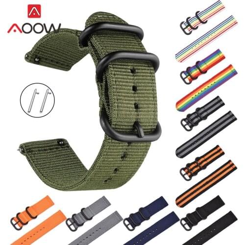 Woven Nylon Nato Strap 20mm 22mm 24mm for Samsung Galaxy Watch Active 2 42mm 46mm S2 S3 Amazfit Fabric Replacement Bracelet Band