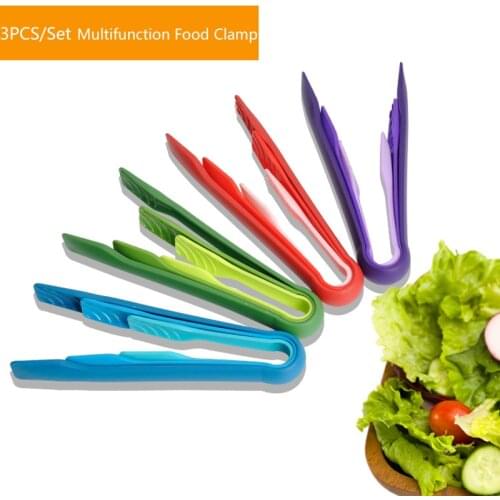 3Pcs/set Food Tongs Kitchen Utensils Cooking Tools Food-grade Plastic Baking Bread Clip Pastry Clamp BBQ Grilling Barbecue Tongs