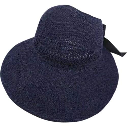 Women Sun Hat Summer Sunscreen Beach Straw Cap Wide Brims Outdoor Solid Color Big Bow Empty Head Free Hair Adjustable Shade Hat