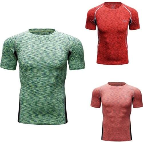 Sport Gym Fitness Training T Shirts For Men Jogging Sportswear Quick Dry Tops Tees Exercise Tshirt Compression Running Shirts