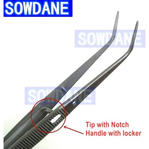 Dental College Tweezer Cotton Dressing Forceps Serrated Tip Dental Surgical Tool Lab Instrument Handle with Lock