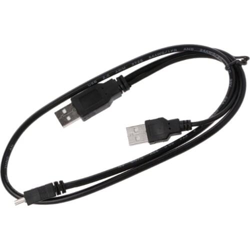 USB 2.0 Type A Male To Male Mini USB Y Splitter Power Data Cable For Mobile HDD