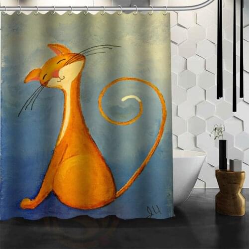 Custom Lovely cartoon cat Shower Curtain Waterproof Bathroom Fabric Shower Curtain more size For Bathroom decor variou