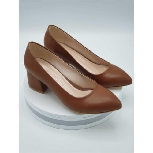 Women Tan Color Leather Heels Stiletto