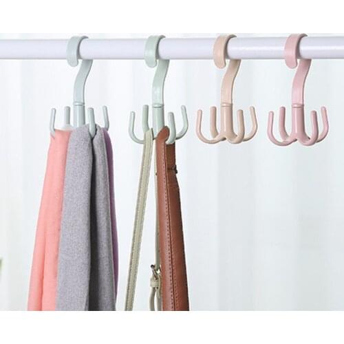 10Pcs/set 360 Degrees Rotated 4 Hooks Plastic Handbag Clothes Ties Bag Holder Shelf Hanger Hanging Rack Storage Organizer Hooks