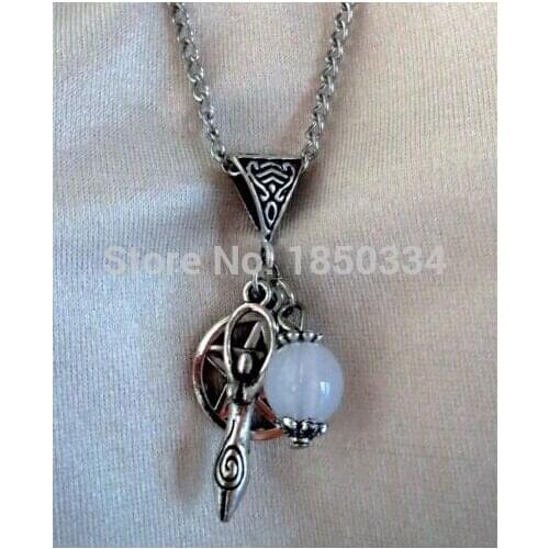 10PCS Tibetan Silver Pentagram & crystal beads & Witch Charms Statement Necklace & Pendants DIY Jewelry For Woman Gift B258