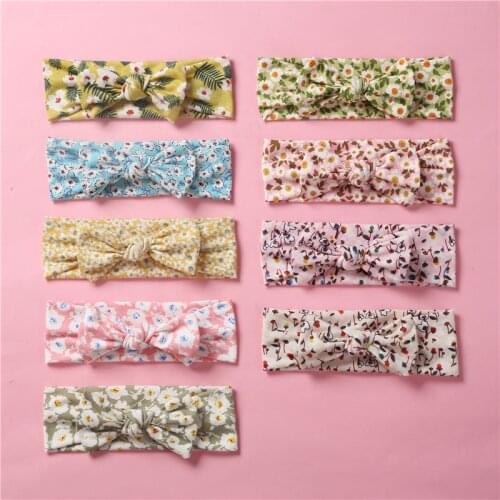 30pc/lot New Floral Prints Baby Girls Bow Headbands Infant Toddler Cotton Headband Knotbow Hairbands for Small Girls Headwear