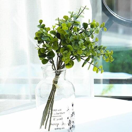 6PCS/Bunch Artificial Plants Eucalyptus Leaves Handmade Bouquet Vase for Home Decor Garden Wedding Bridal Accessories Clearance