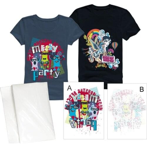 A+B Laser Dark No Cut Heat Transfer Paper A4 Self Weeding Thermal Paper Transfer For Dark Fabric 100sheets/bag