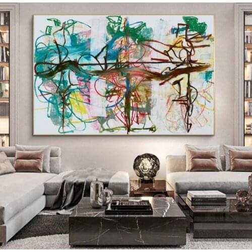 Aaron Garber-Maiko 100% Hand Painted Pop Art Graffiti Artworks s Abstractt Painting on Canvas for Sitting Room