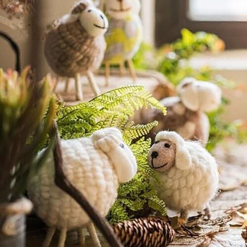 Home Decoration Accessories Wool Felt Pure handicraft Sheep Ground Table Top Decoration Northern Europe Modern Adornos Para Casa