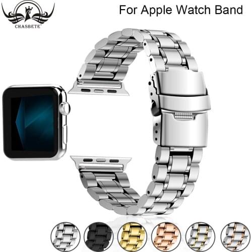 For Apple Watch band 4 42mm/ 38mm 3 iwatch band 44mm/40mm Stainless Steel correa link Bracelet watch Accessories 2 1 Black Silve