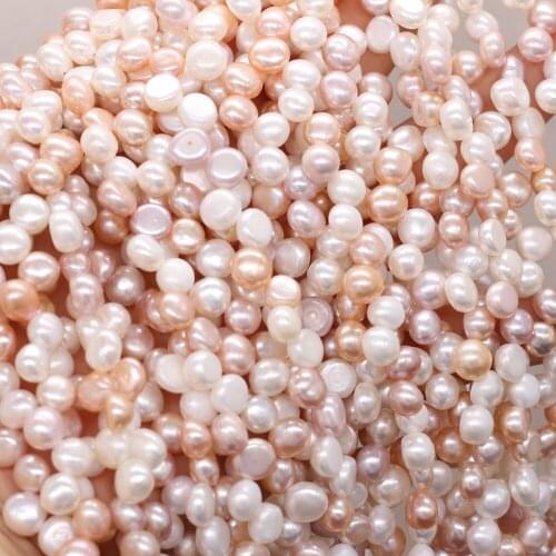 Beads Natural Freshwater Pearls Two-Eight Hole Mixed Color Flat Pearl Punch Loose Bead for Jewelry Making Necklace Bracelet7-8mm