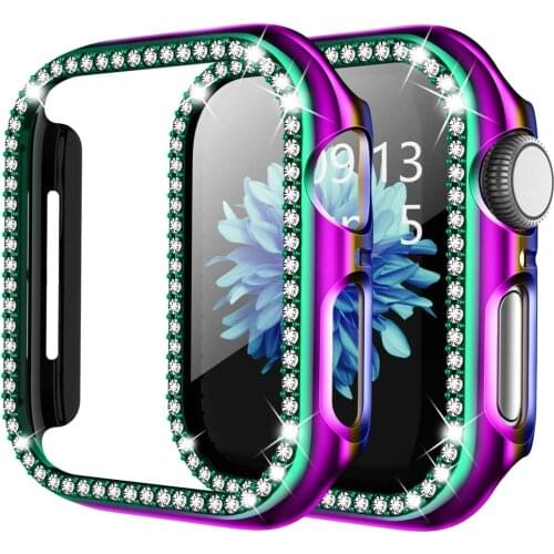 For apple watch 6 se case 44mm 40mm series 5 4 Bling Rhinestone Full Around pc cases for iwatch 3 42mm 38mm women case cover