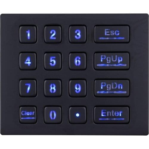 Black Metal Backlit keyboards with16 keys LED Backlighted Keypad Numeric Backlit Keypads