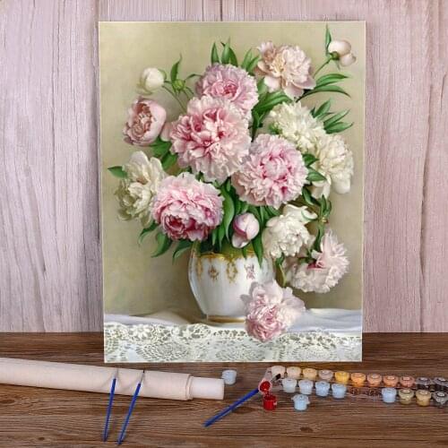 Flower Rose Coloring By Numbers Painting Package Acrylic Paints 50*70 Painting On Canvas New Design Crafts Adults Art