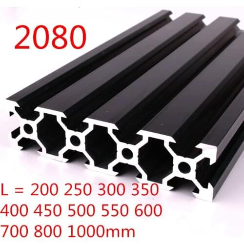 100mm-800mm Black 2080 Aluminum Profile Extrusion Frame for CNC Laser Engraving Machine Tool Woodworking DIY