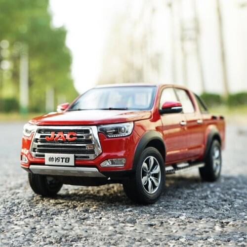 Zinc alloy collectiable 1:18 JAC T8 red/blue pickup truck model JAC diecast truck carrier scale model for gift