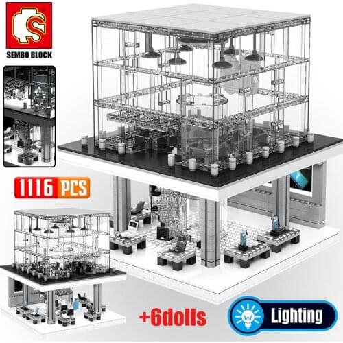 SEMBO Creator Series Apple Store Model Building Blocks City Street View LED Light Figures Bricks Classic Phone Kids Toy