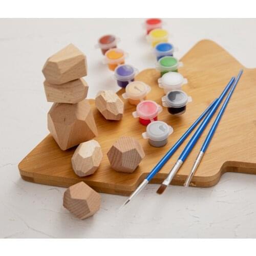 Creative Montessori Wooden Jenga For Baby Kids Building Block Toys Nordic Rainbow Style Stacking Game Stone Educational Toy Gift