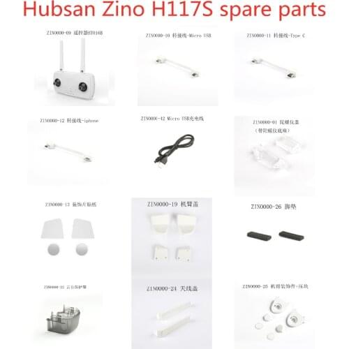 Hubsan Zino H117S RC Drone Spare Parts Remote control extension cable Sticker Protective cover Shell Door mat Main board etc 2