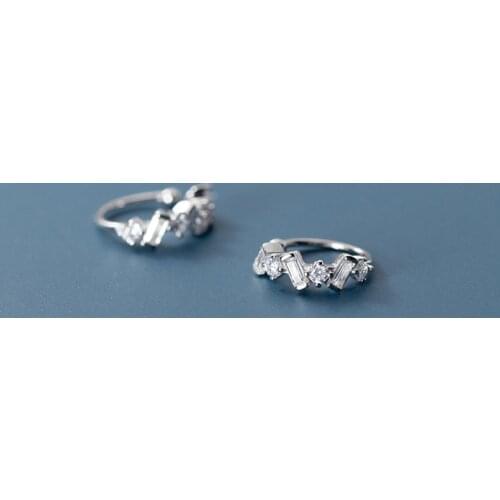 MloveAcc 925 Sterling Silver Fashion Geometric Zircon Clip Earrings Daughter Women Girls Birthday Gift Jrings for Women Fine Jew