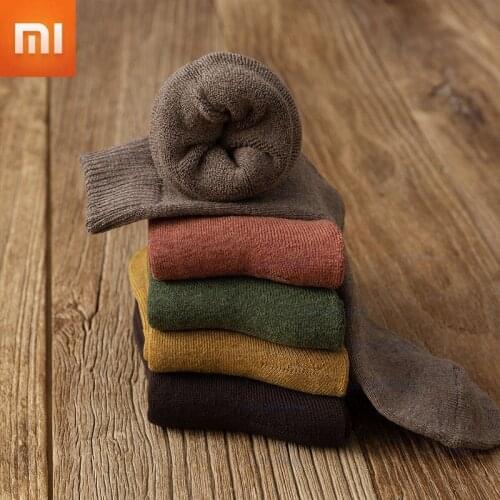 Xiaomi Mijia Mens Winter Socks Men Cotton Long Socks Plus Velvet Thick Warm Socks Breather Soft Business Casual Male 5pairs