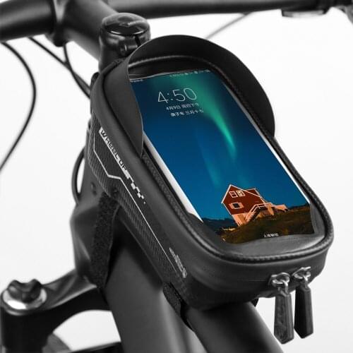 Rainproof Bicycle Frame Bag Large Capacity Tpu Touch Screen Phone Mount Bags with Sun Visor Suitable for 6.5 inch Phone Case