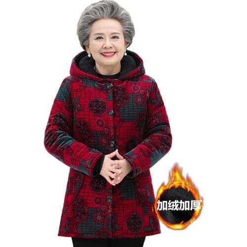 Autumn womens mom cotton coat fashion loose corduroy jacket ladies winter thick hooded medium long plus size hooded overcoat