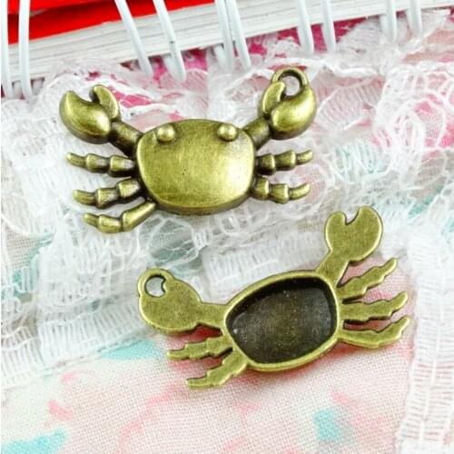 50PCS 24*13MM Antique Bronze Plated Zinc Alloy Crab Charms Pendants Diy Jewelry Findings Accessories