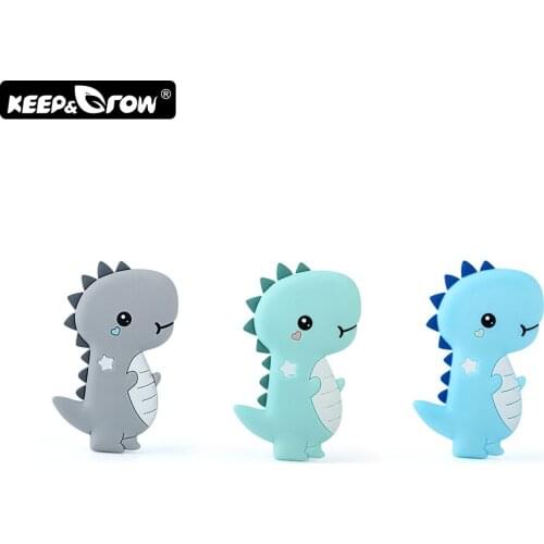 Keep&Grow 10pc Silicone Dinosaur Teether BPA Free Rodent Baby Teethers Teething Toy Food Grade Silicone Beads Baby Products