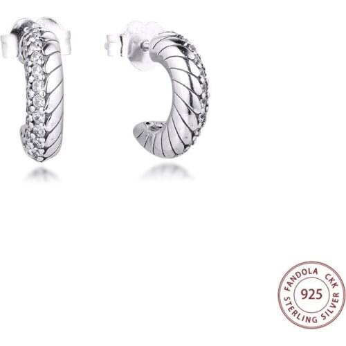 Pavé Snake Chain Pattern Hoop Earring 925 Sterling Silver Clear CZ Earrings for Women Silver 925 Jewelry Brincos pendientes