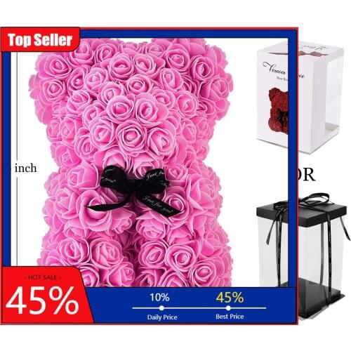 LED Fairy String Lights With 25cm Soap Foam Teddi Bear Rose Flower Artificial Garland Home Christmas Wedding Party Decoration