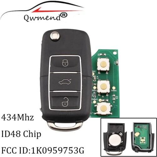3BUT Smart Car Key for Volkswagen VW Passat B5 B6 Skoda Tiguan Touran GOLF JETTA POLO 1K0959753G 434Mhz ID48 Chip