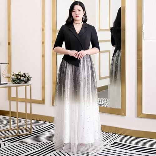 Party Dress Women New Evening Elegant A-Line Sequined V-Neck Simple Floor-Length Regular Half Sleeves Long Dresses Evening D008